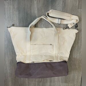 Lo & Sons Two-Tone Canvas Tote in Cream and Brown